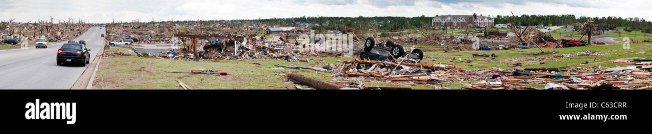 A panorama of tornado damage in Joplin, Missouri, May 25, 2011. Stock Photo