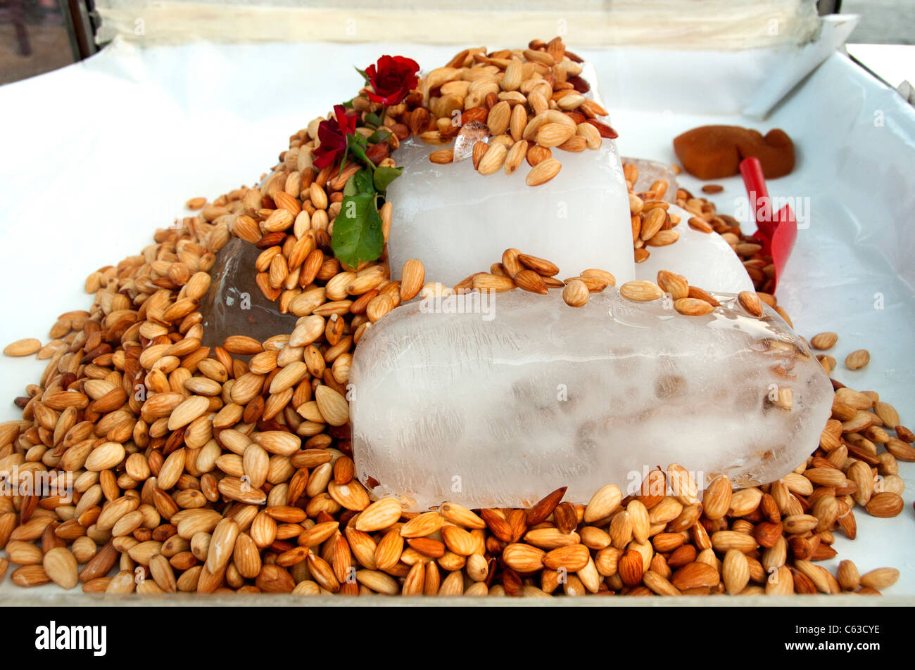 Almonds Almond Nuts Ice Restaurant Turkey Turkish Stock Photo