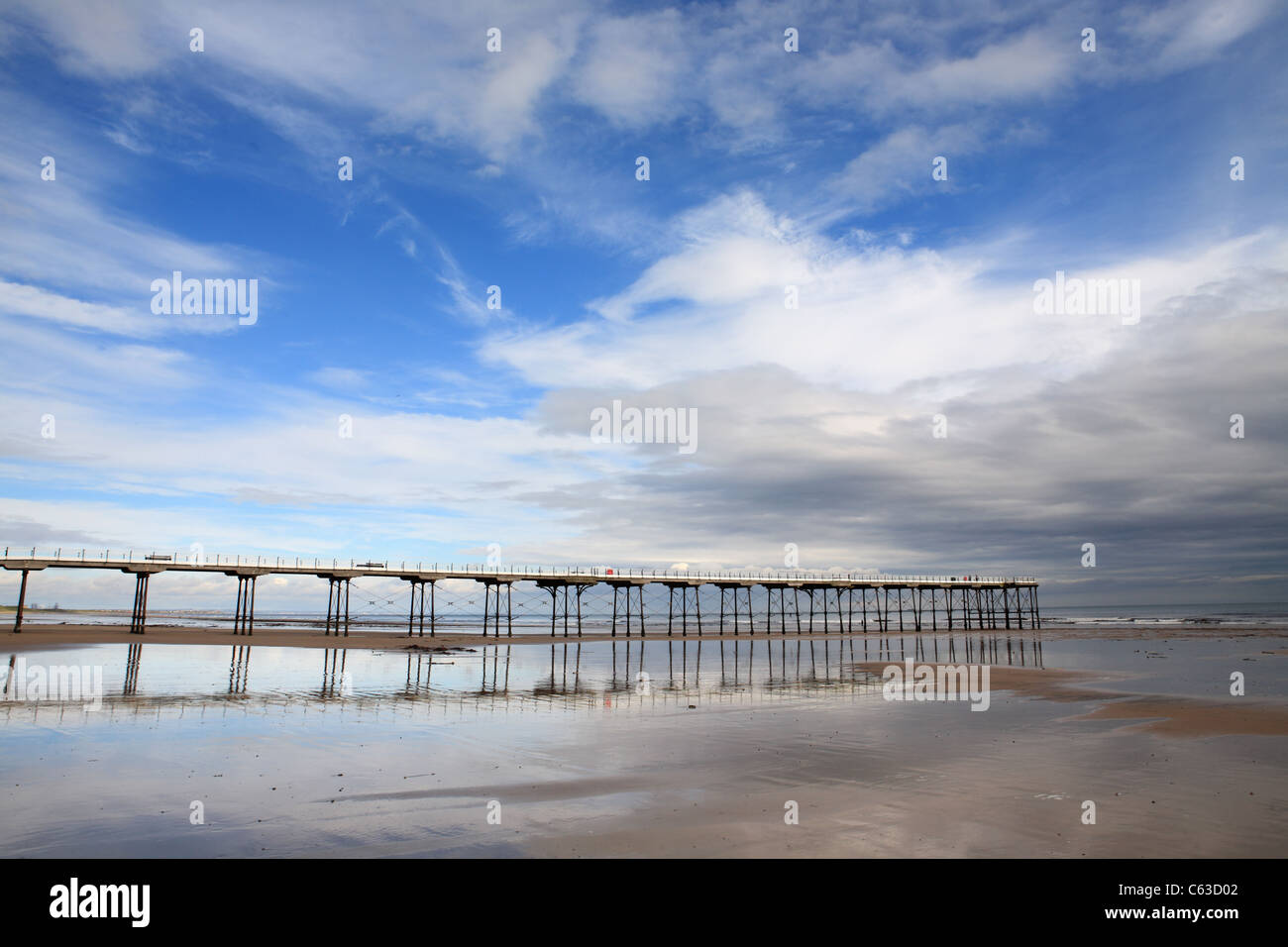 Saltburn Pier from the south, North East England, UK Stock Photo