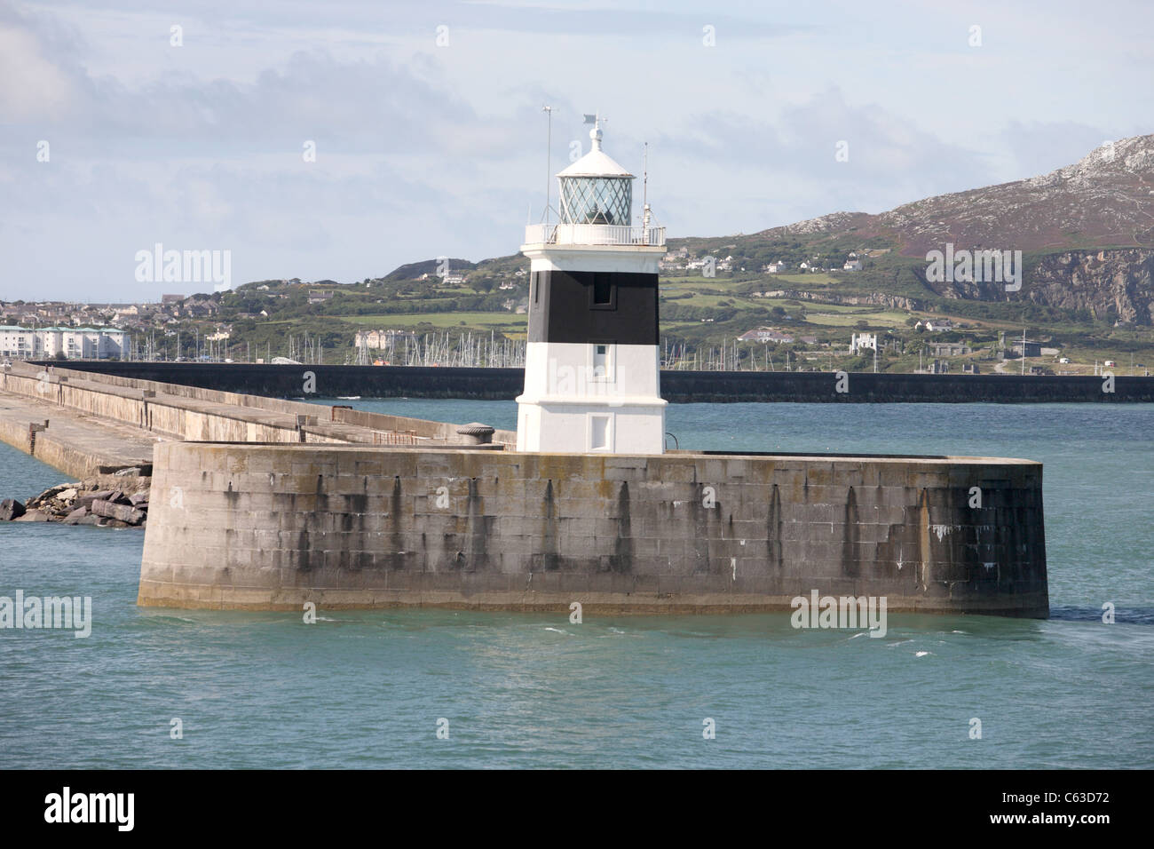 Holyhead Breakwater and lighthouse Stock Photo