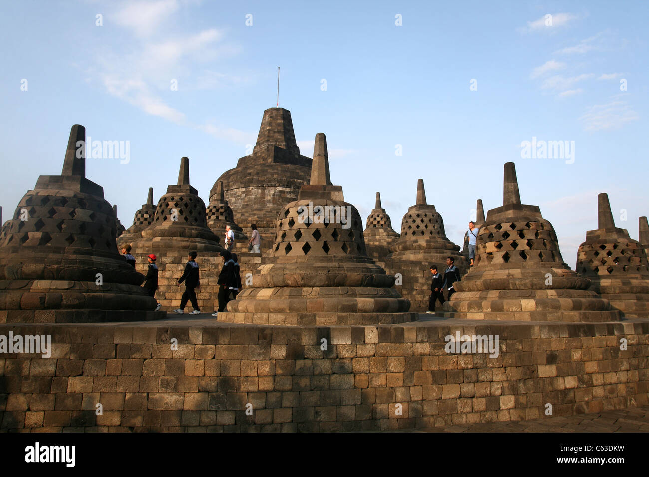 The central stupa and terraces of Borobudur, the largest Buddhist temple in Indonesia. Yogyakarta, Java, Indonesia Stock Photo