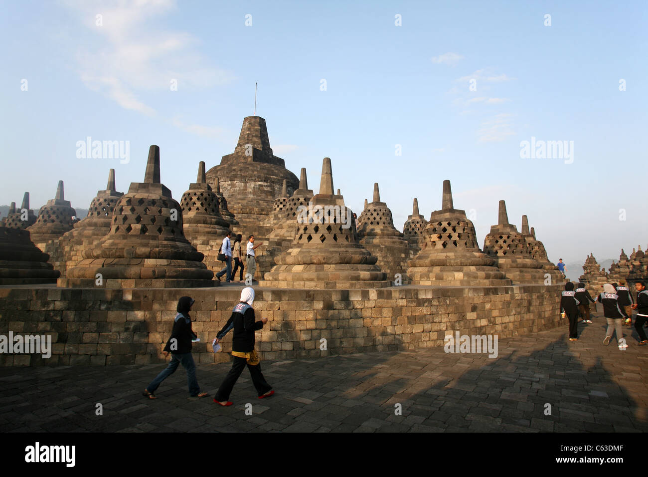 The central stupa & terraces of Borobudur the largest Buddhist temple in Indonesia. Yogyakarta, Java, Indonesia, South-East Asia Stock Photo