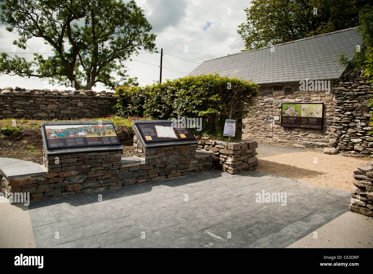 exterior - The refurbished visitor centre at the iconic Strata Florida Abbey site, in the Cambrian Mountains Mid Wales. Stock Photo