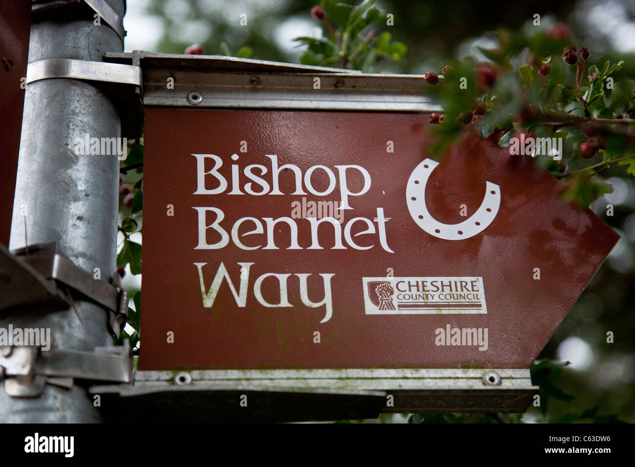 Bishop Bennet Way signpost near the Llangollen Canal near Willey Moor Lock, near Whitchurch, Shropshire Stock Photo