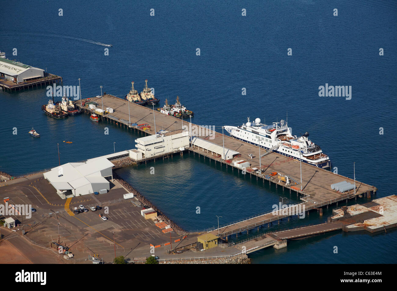 Fort Hill Wharf, Darwin Waterfront, Darwin, Northern Territory, Australia aerial Stock Photo