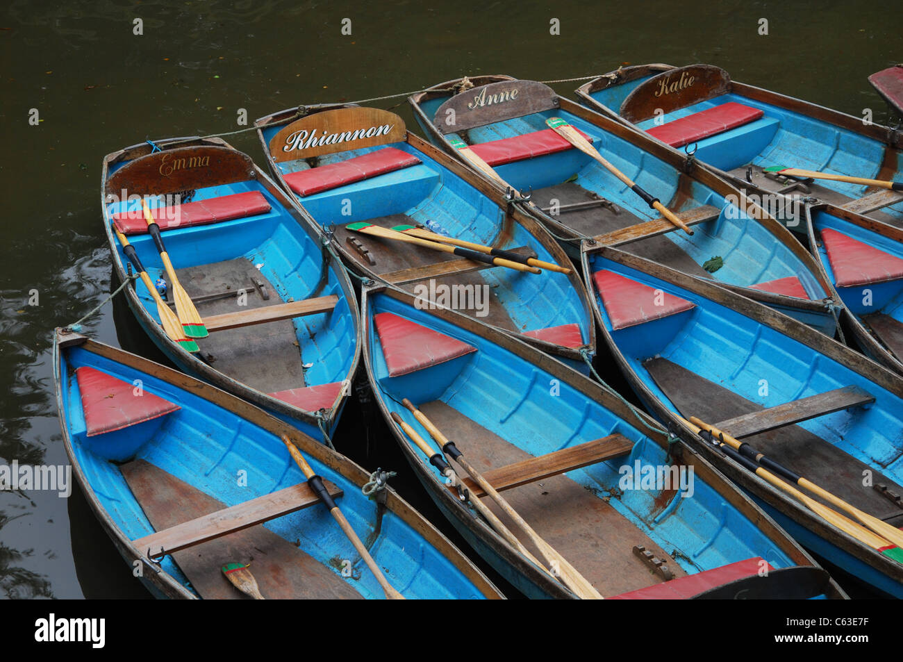 rowing boats for hire Oxford England Stock Photo