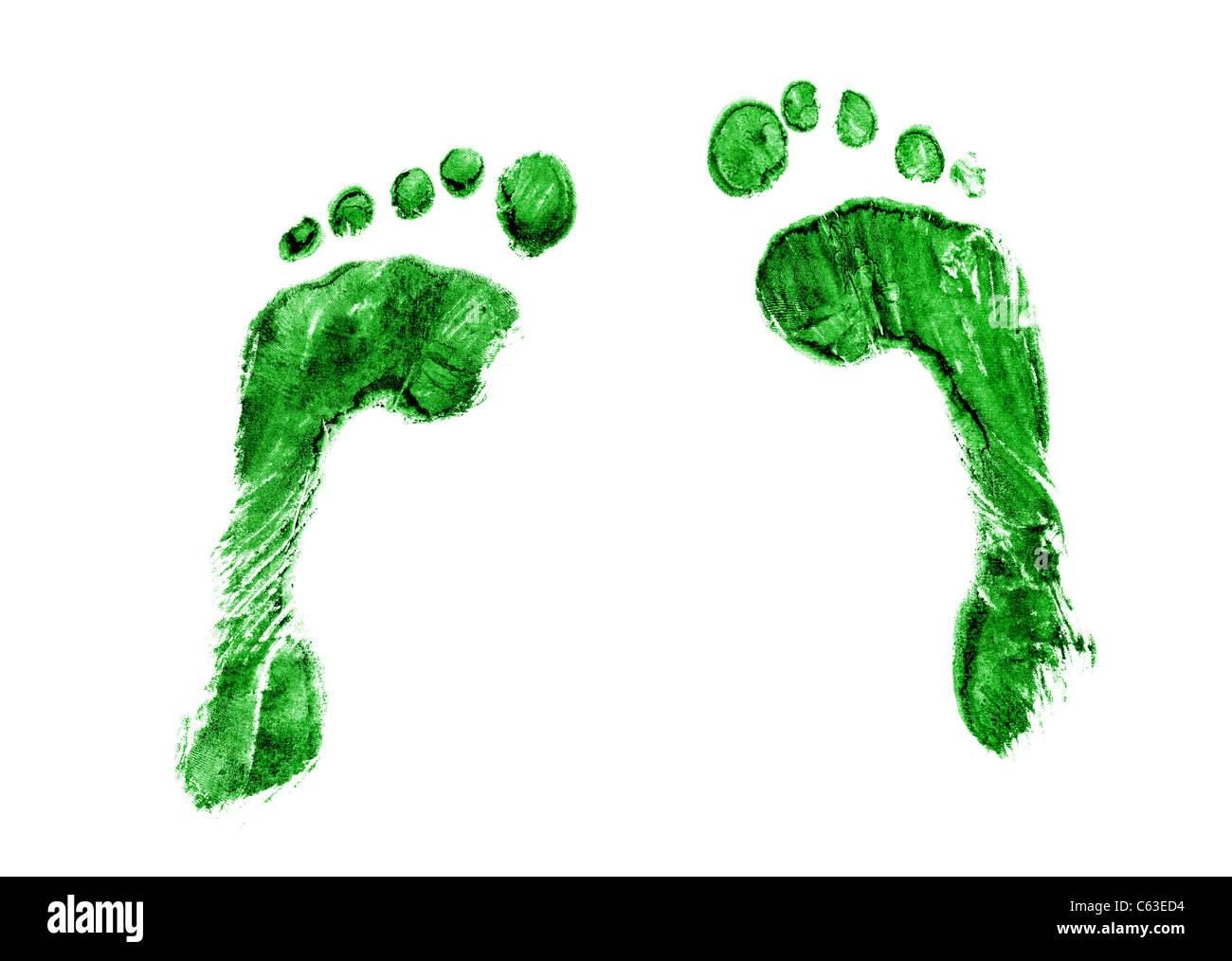 Pair of light green footprints isolated on white Stock Photo Alamy