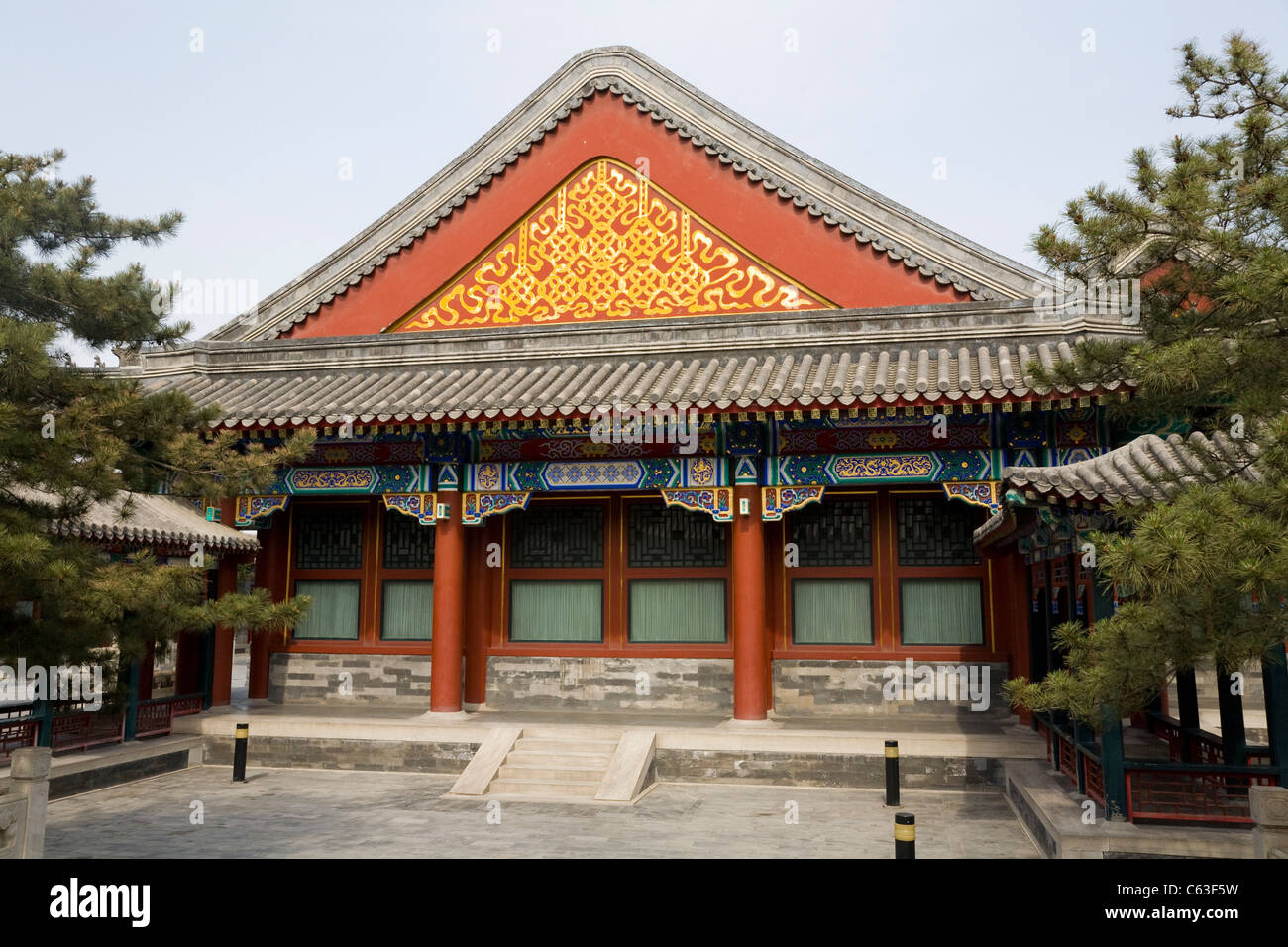 Decorated gable end of a building inside The Summer Palace, Beijing ...