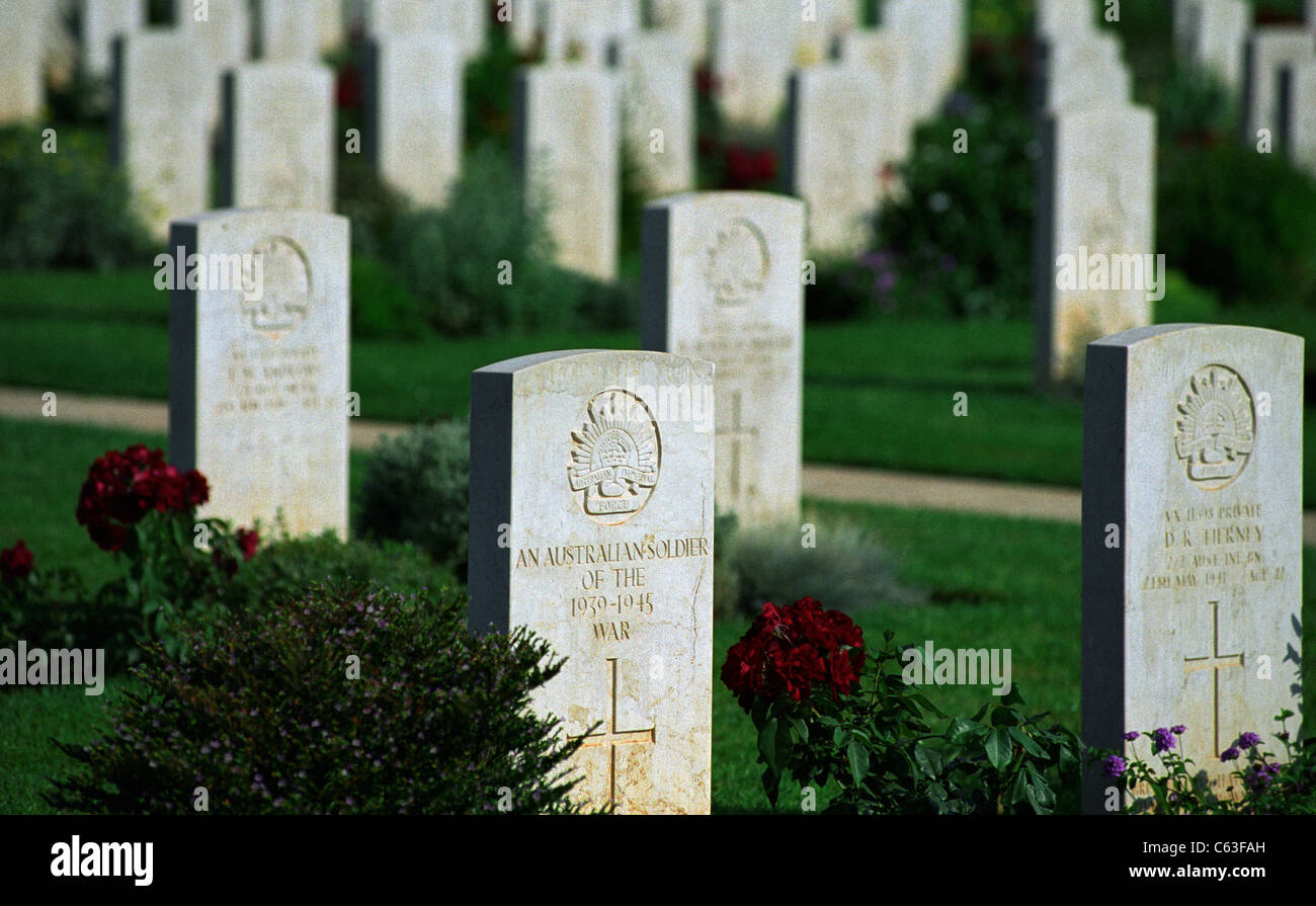 Suda Bay Commonwealth War Graves Commission Cemetery on the Island of Crete. Stock Photo