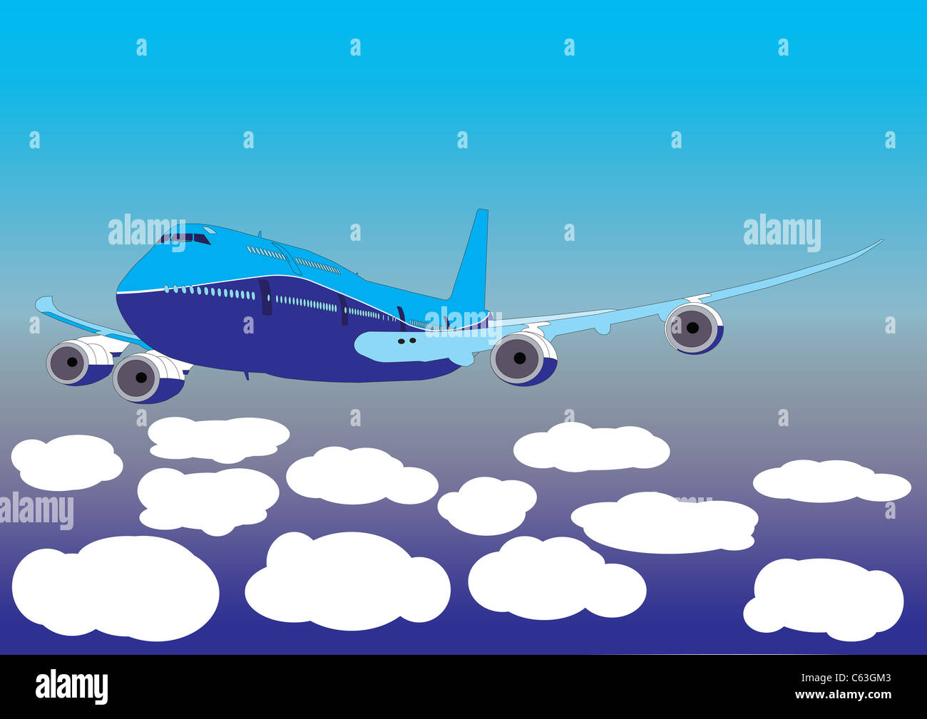 Airplane flying above the clouds Stock Photo - Alamy