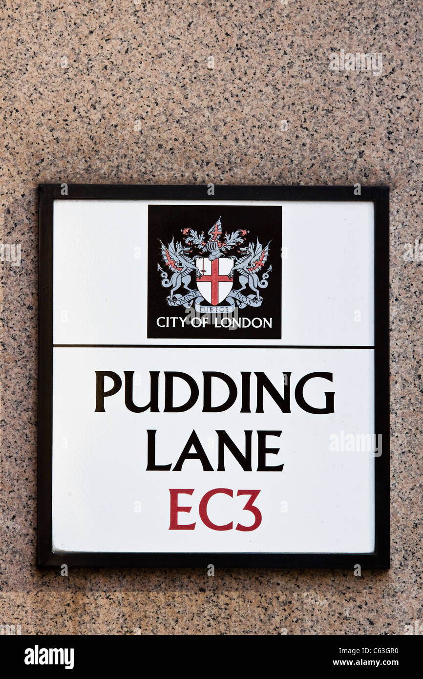 Pudding lane EC3 street sign Stock Photo Alamy