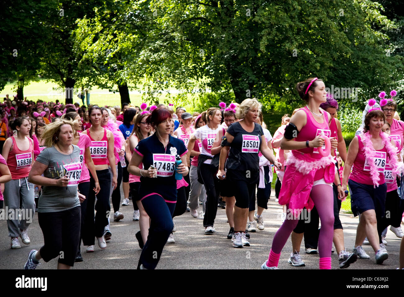 Race for LIfe, women only, 5k cancer charity event , Heaton Park, Manchester, UK Stock Photo