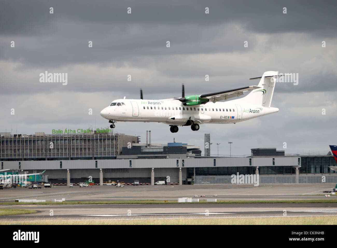Aer Arran flight landing at Dublin Stock Photo