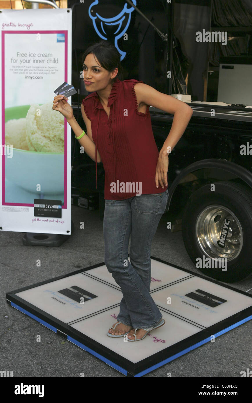Rosario Dawson on location for American Express IN:NYC Card Ice Cream Giveaway, Union Square Park in Manhattan, New York, NY, August 04, 2005. Photo by: Gregorio Binuya/Everett Collection Stock Photo