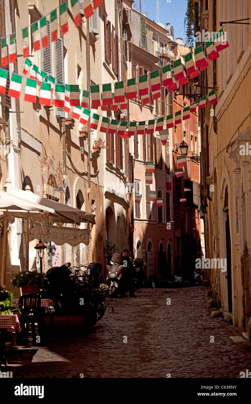 narrow lane in the old part of town, Rome, Italy Stock Photo