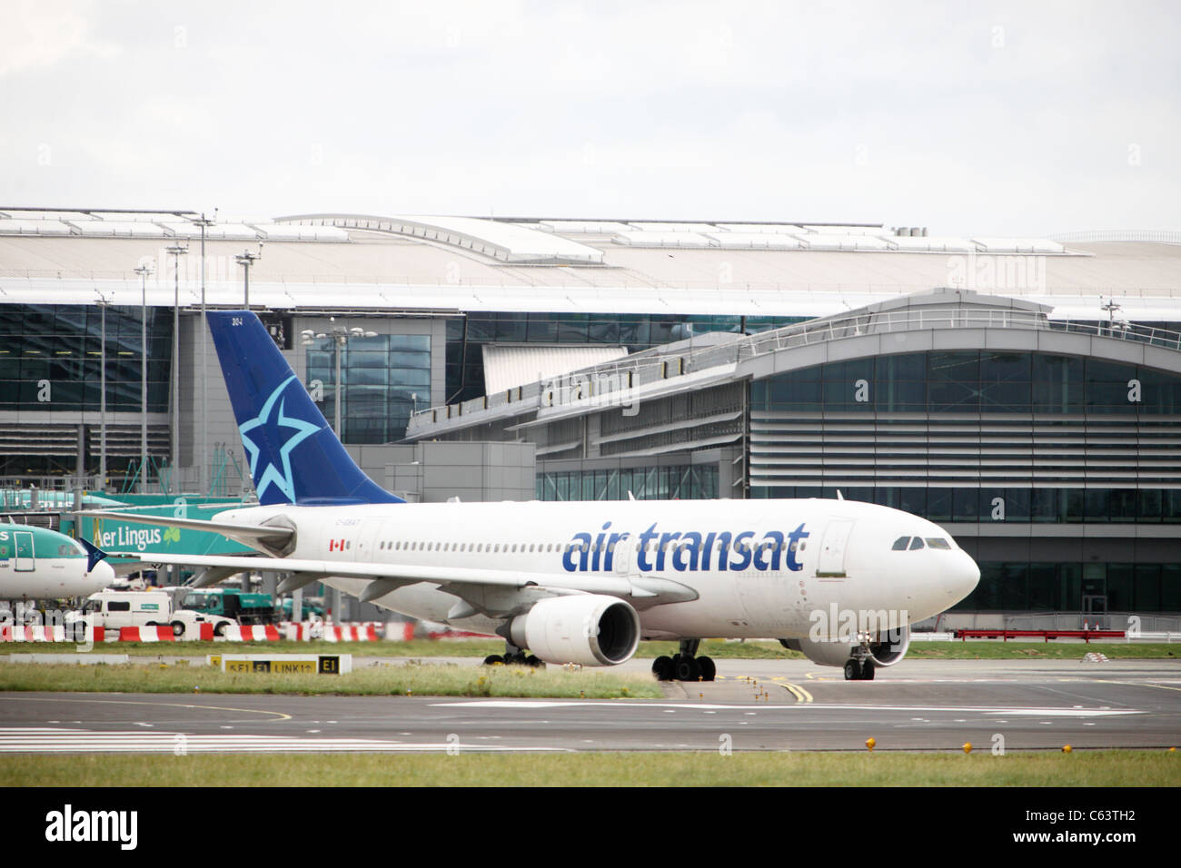 Air Transat plane at Dublin Airport Stock Photo