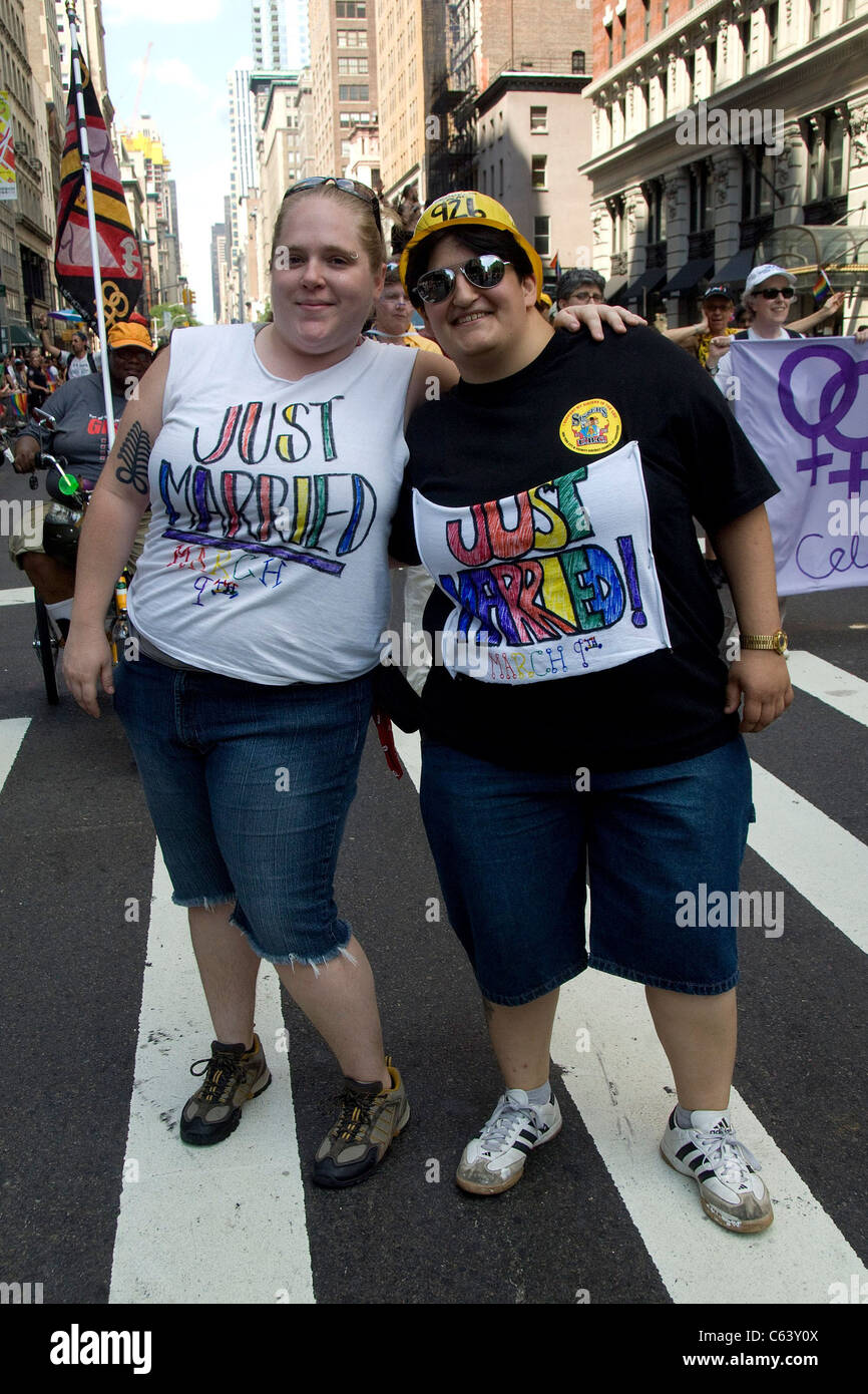 Marchers at 2009 New York City Gay Pride Parade, New York, NY June 28, 2009. Photo By: Lee/Everett Collection Stock Photo