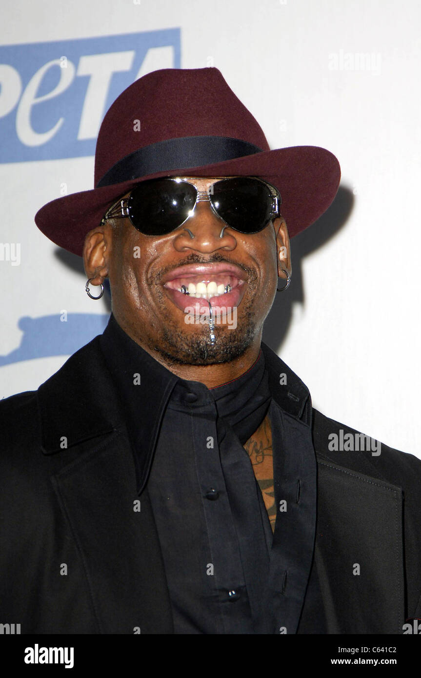 Dennis Rodman at arrivals for PETA 25th Anniversary Gala and Awards, Paramount Pictures Studios, Los Angeles, CA, September 10, Stock Photo