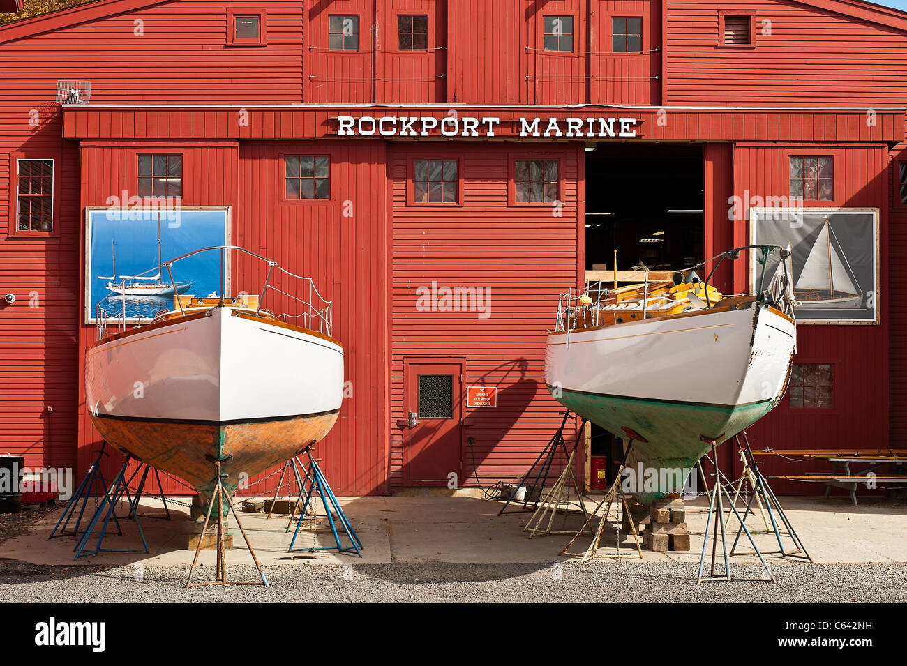 Boat builder, Rockport Marine, Rockport, Maine, ME, USA Stock Photo