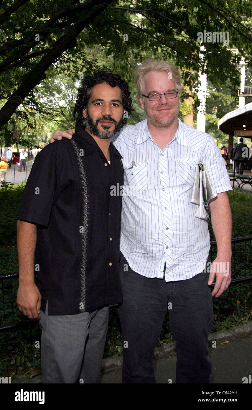 John Ortiz, Philip Seymour Hoffman at arrivals for The Public Theater Shakespeare in the Park Opening Night, The Delacorte Theater in Central Park, New York, NY, July 12, 2005. Photo by: Fernando Leon/Everett Collection Stock Photo