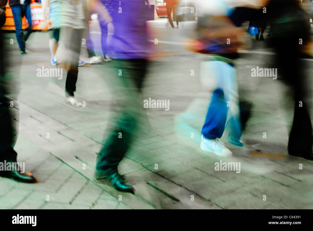 abstract blur motion of busy big city people walk on street Stock Photo ...