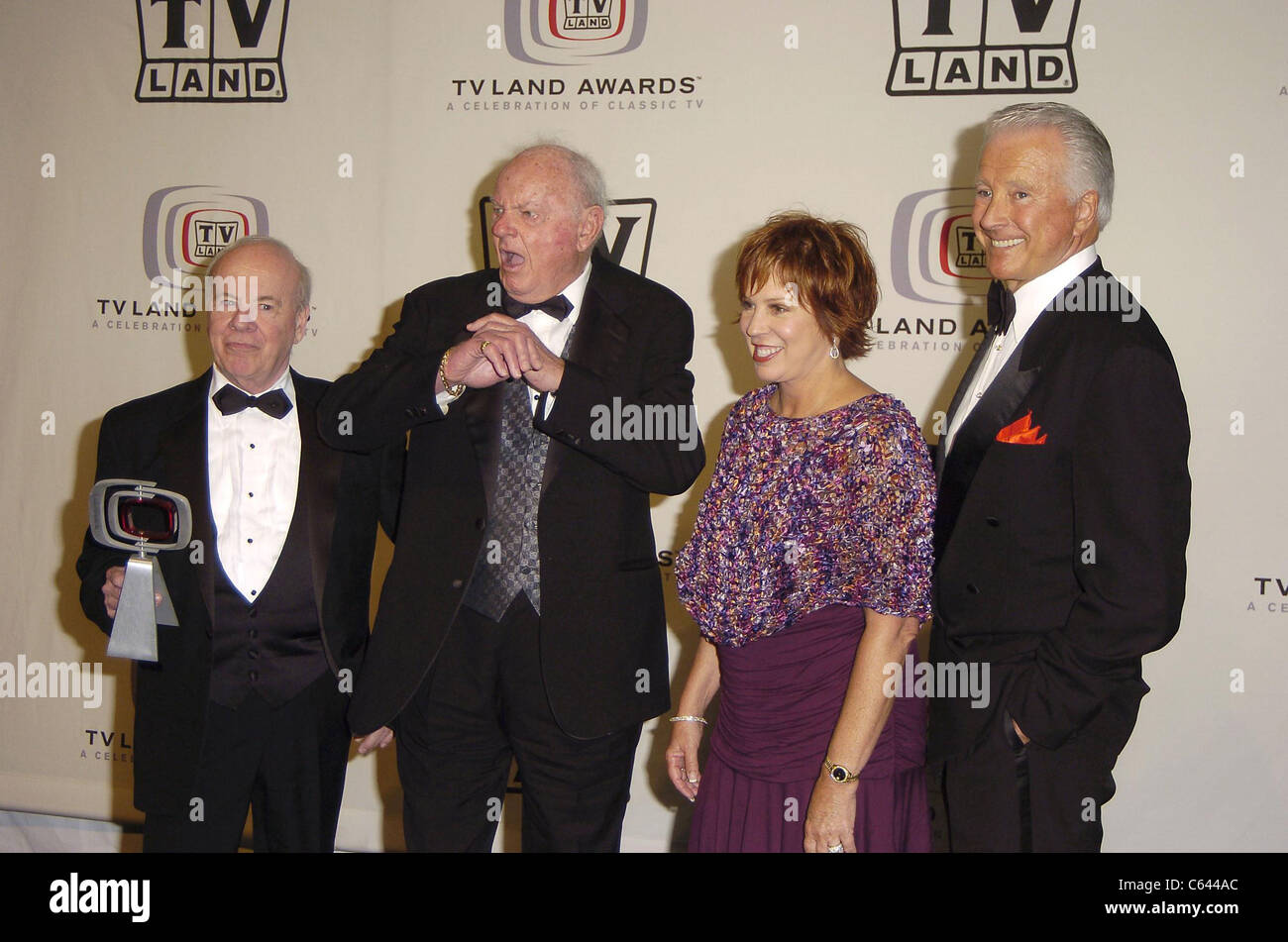Tim Conway, Harvey Korman, Vicki Lawrence, Lyle Waggoner in the press room for TV LAND AWARDS: A CELEBRATION OF CLASSIC TV, Santa Monica Airport Barker Hangar, Santa Monica, CA, March 13, 2005. Photo by: Michael Germana/Everett Collection Stock Photo