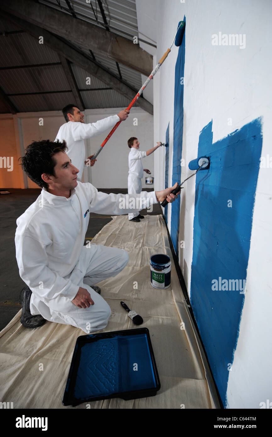 A commercial painting team UK Stock Photo