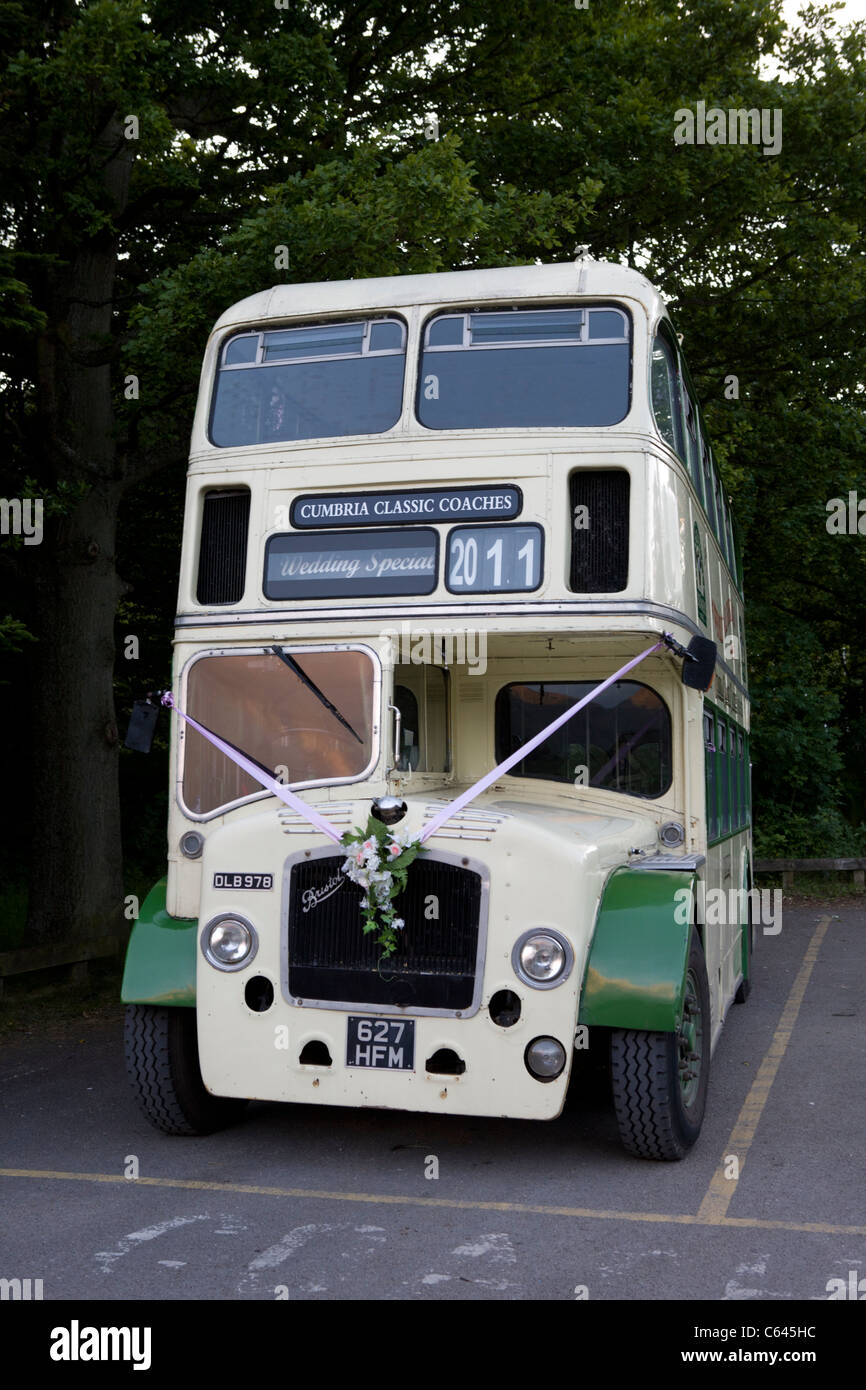 Vintage double decker bus ready for wedding hire Stock Photo - Alamy