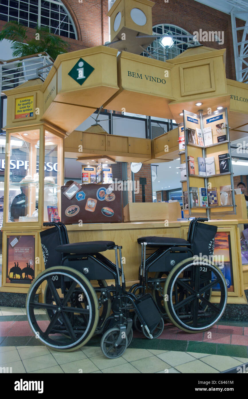 Wheelchairs at an information booth at Waterfront Shopping Mall in Cape