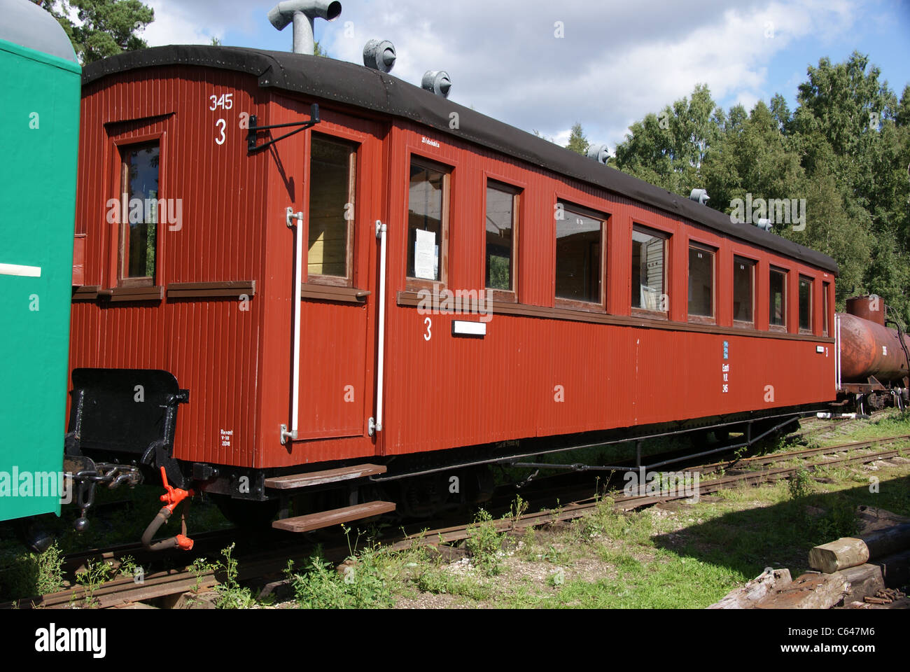 The old carriage from narrowgauge road Stock Photo Alamy