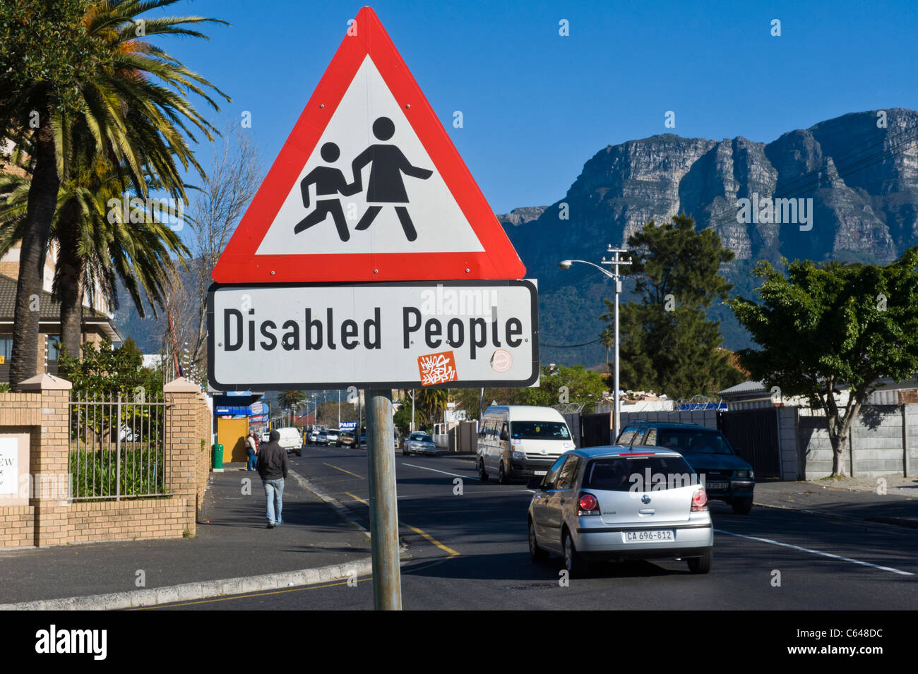 Traffic sign Disabled People Cape Town South Africa Stock Photo