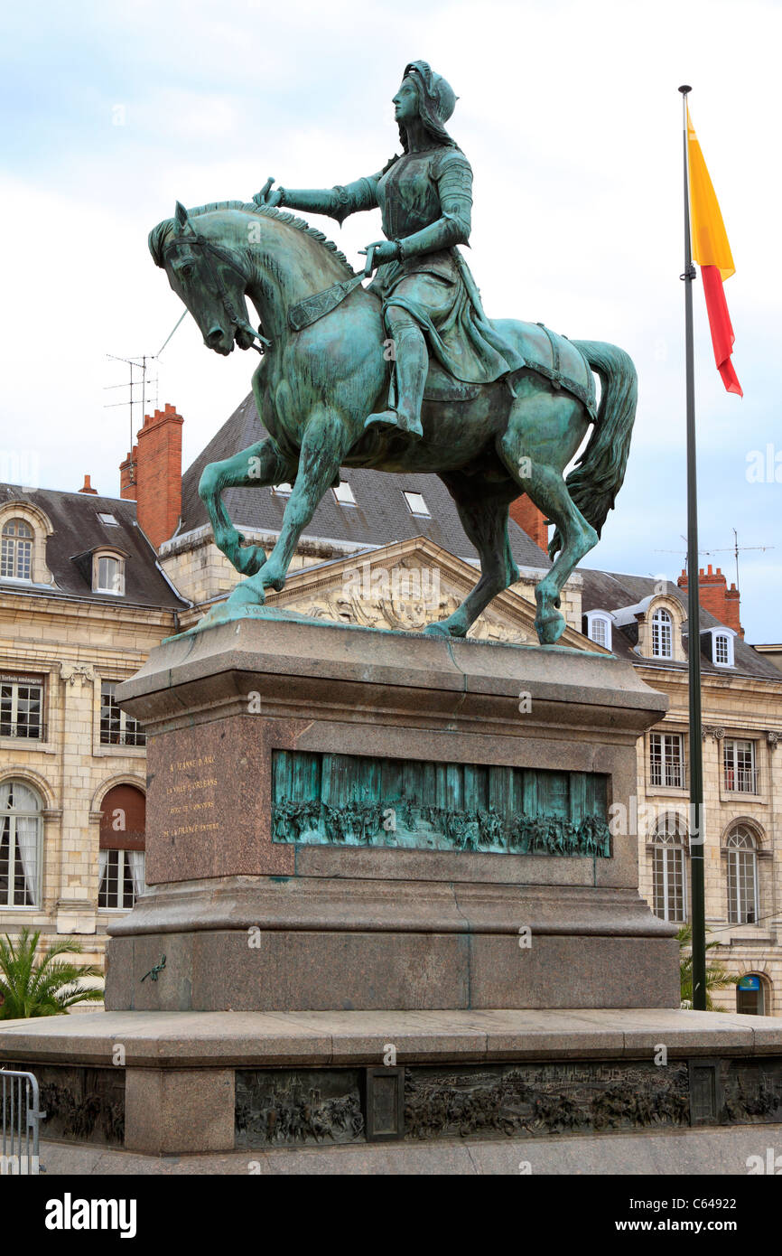 Bronze statue of Joan of Arc on horseback in Place du Martroi, Orleans