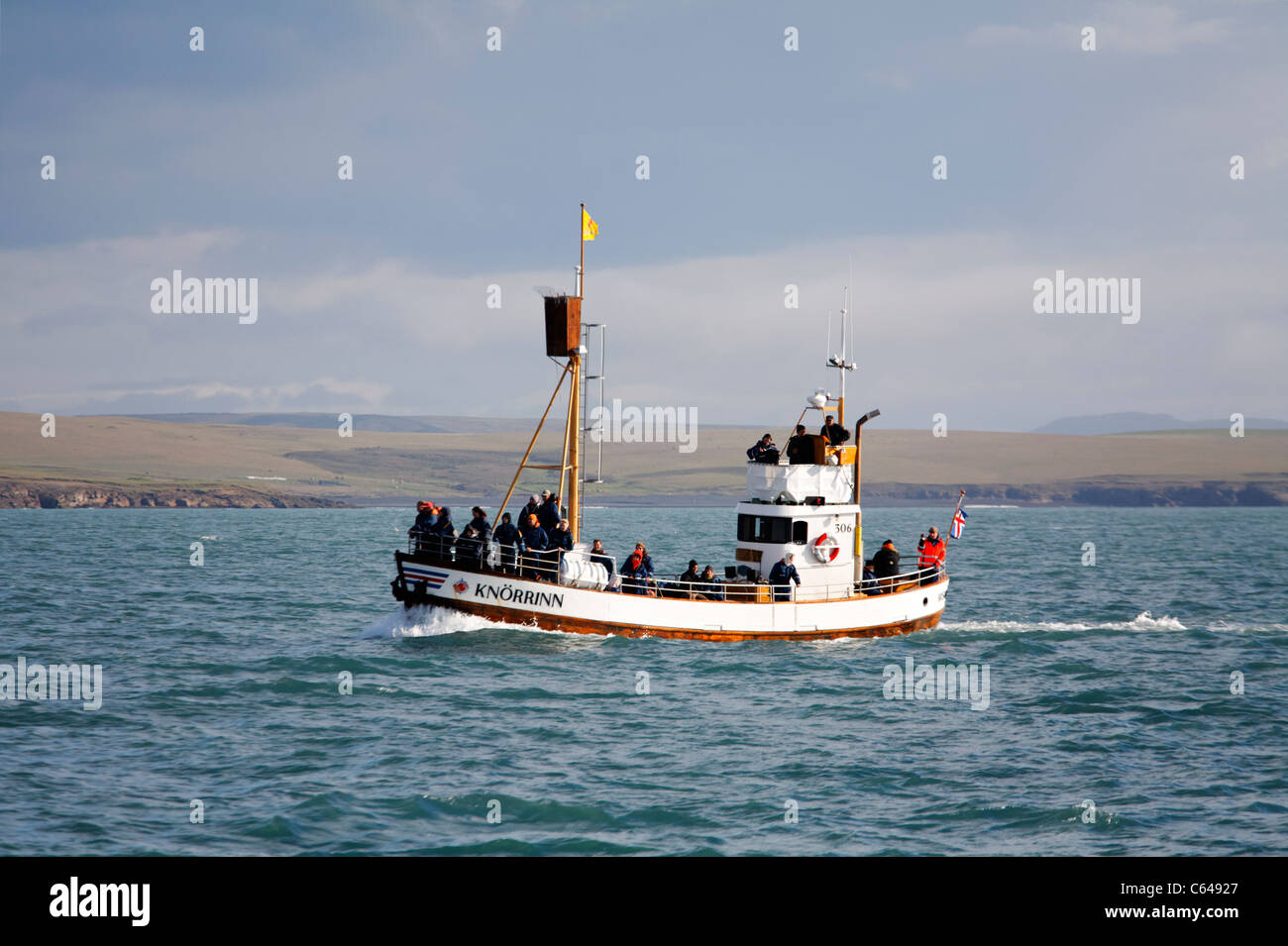 Whale watching boat in Skjalfandi Bay, Husavik, Iceland Stock Photo - Alamy