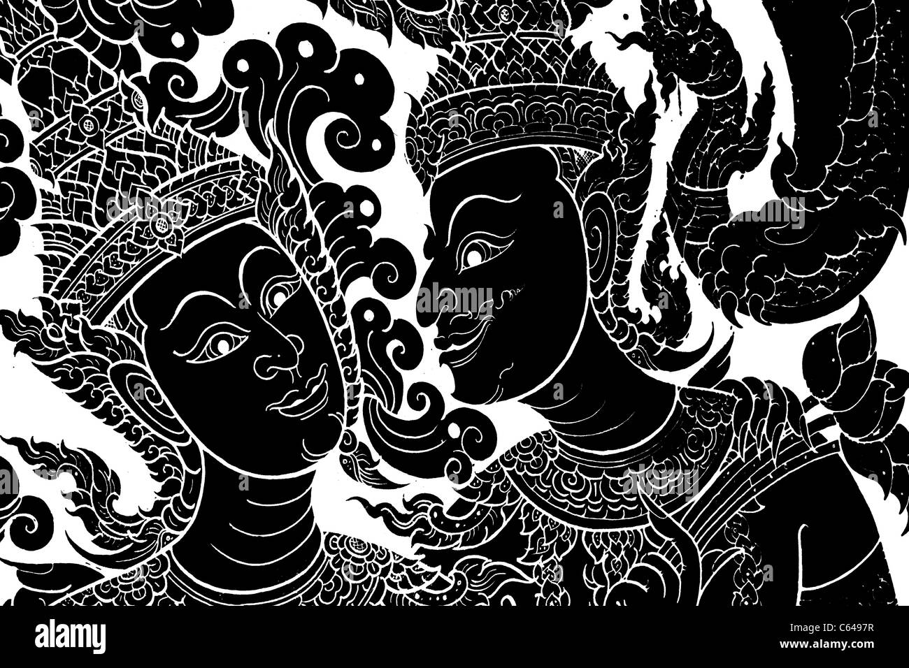 Ancient Thai Painting Stock Photo