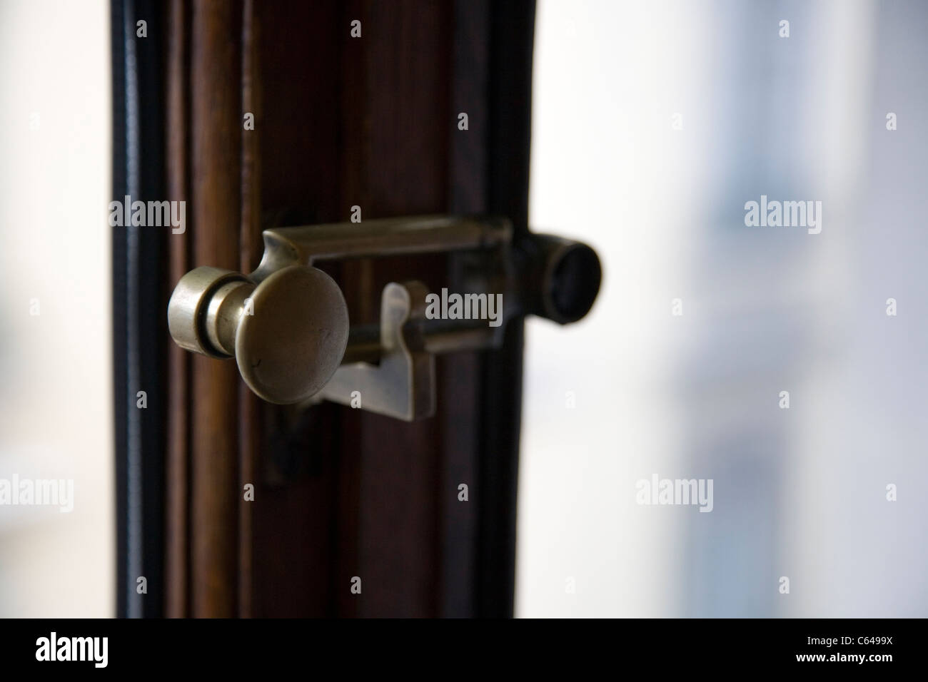 Old Brass window latch Stock Photo Alamy