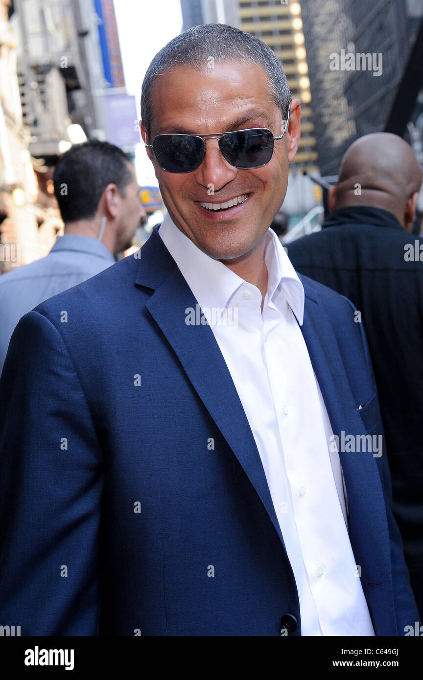 William Morris Endeavor Entertainment CEO Ari Emanuel, visits the 'Late Show With David Letterman' at the Ed Sullivan Theater out and about for CELEBRITY CANDIDS - MONDAY, , New York, NY August 2, 2010. Photo By: Ray Tamarra/Everett Collection Stock Photo