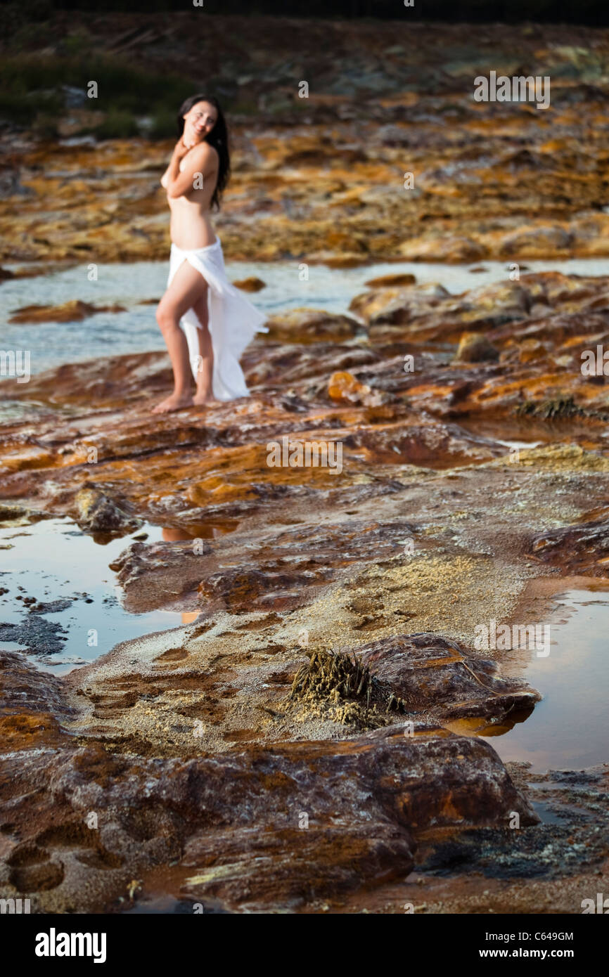 Nude Romanian woman in nature in Rio Tinto, Spain Stock Photo - Alamy