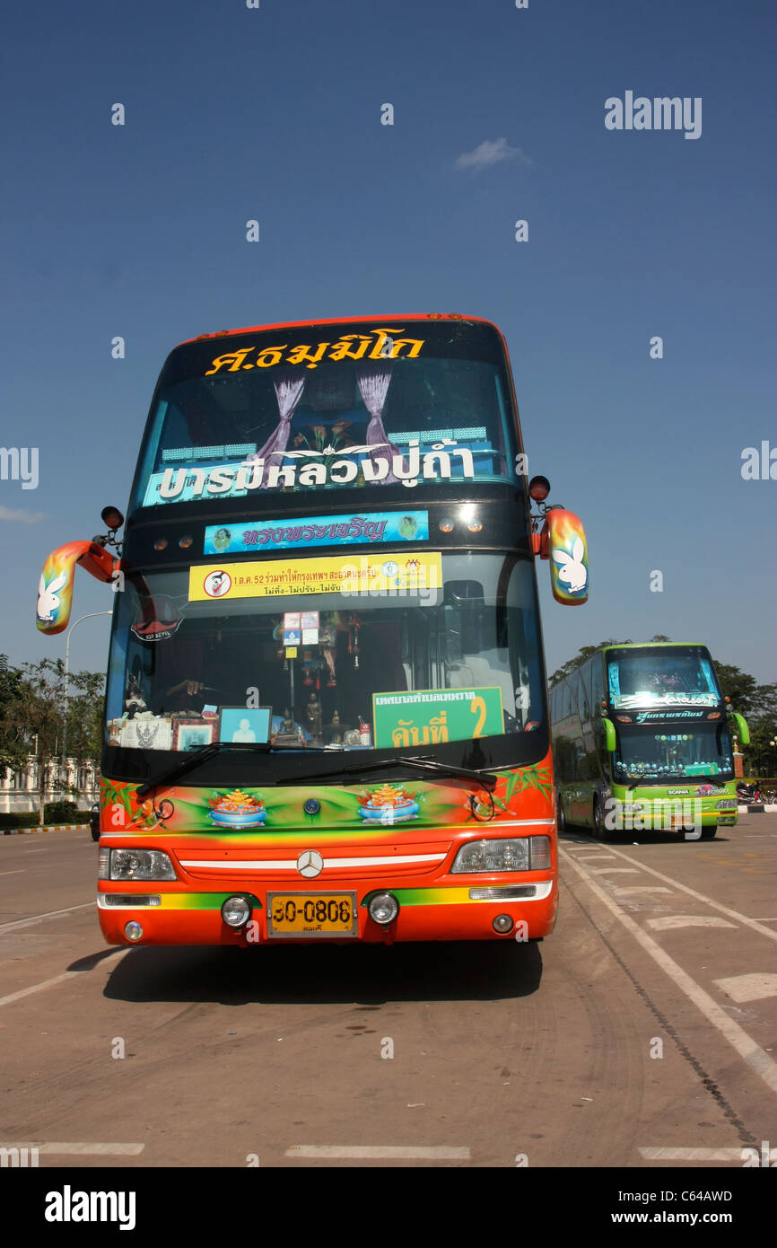 Thai luxury Mercedes passenger buses in Venetian Lao Stock Photo - Alamy