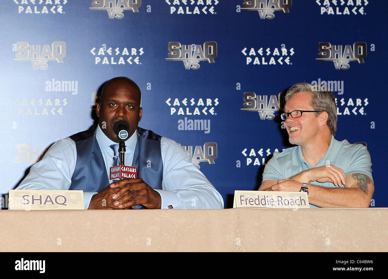 Shaquille O'Neal, Freddie Roach in attendance for Press Conference At Caesar's Palace For ABC's SHAQ VS., Caesar's Palace Hotel Stock Photo