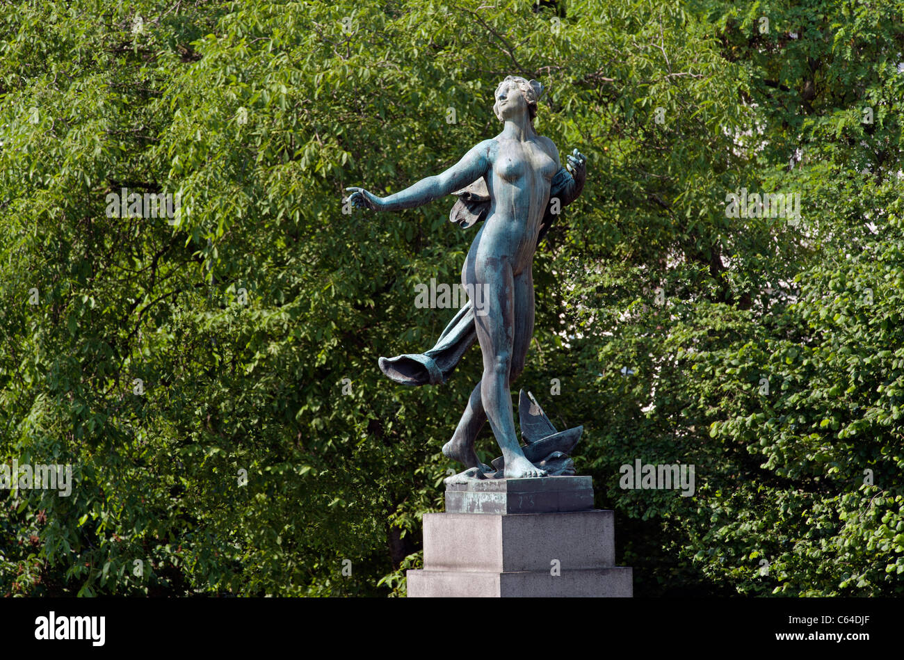 Prague - A statue of Vltava River at Children's Island Stock Photo