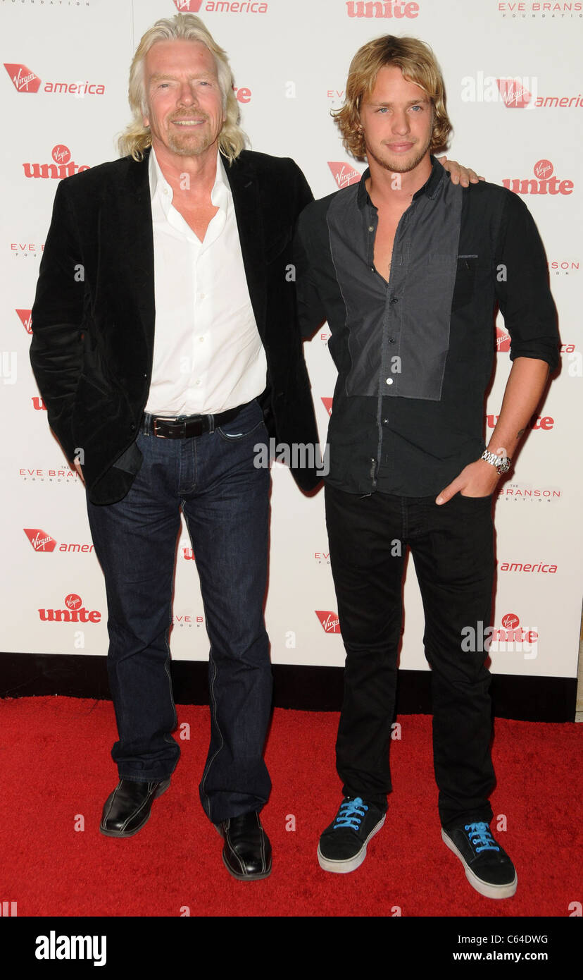 Richard Branson, Sam Branson at arrivals for Rock the Kasbah Gala to Benefit Virgin Unite and Eve Branson Foundation, Dorothy Chandler Pavilion, Los Angeles, CA November 11, 2010. Photo By: Dee Cercone/Everett Collection Stock Photo