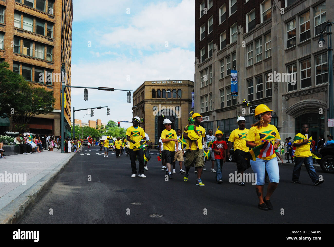 Jamaicans march in parade celebrating their Jamaican heritage Stock