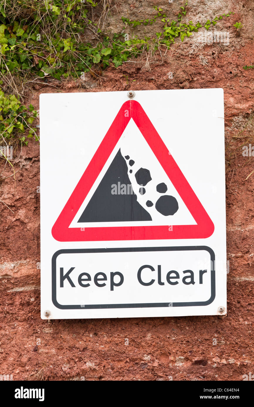 Beware of falling rocks sign Stock Photo Alamy