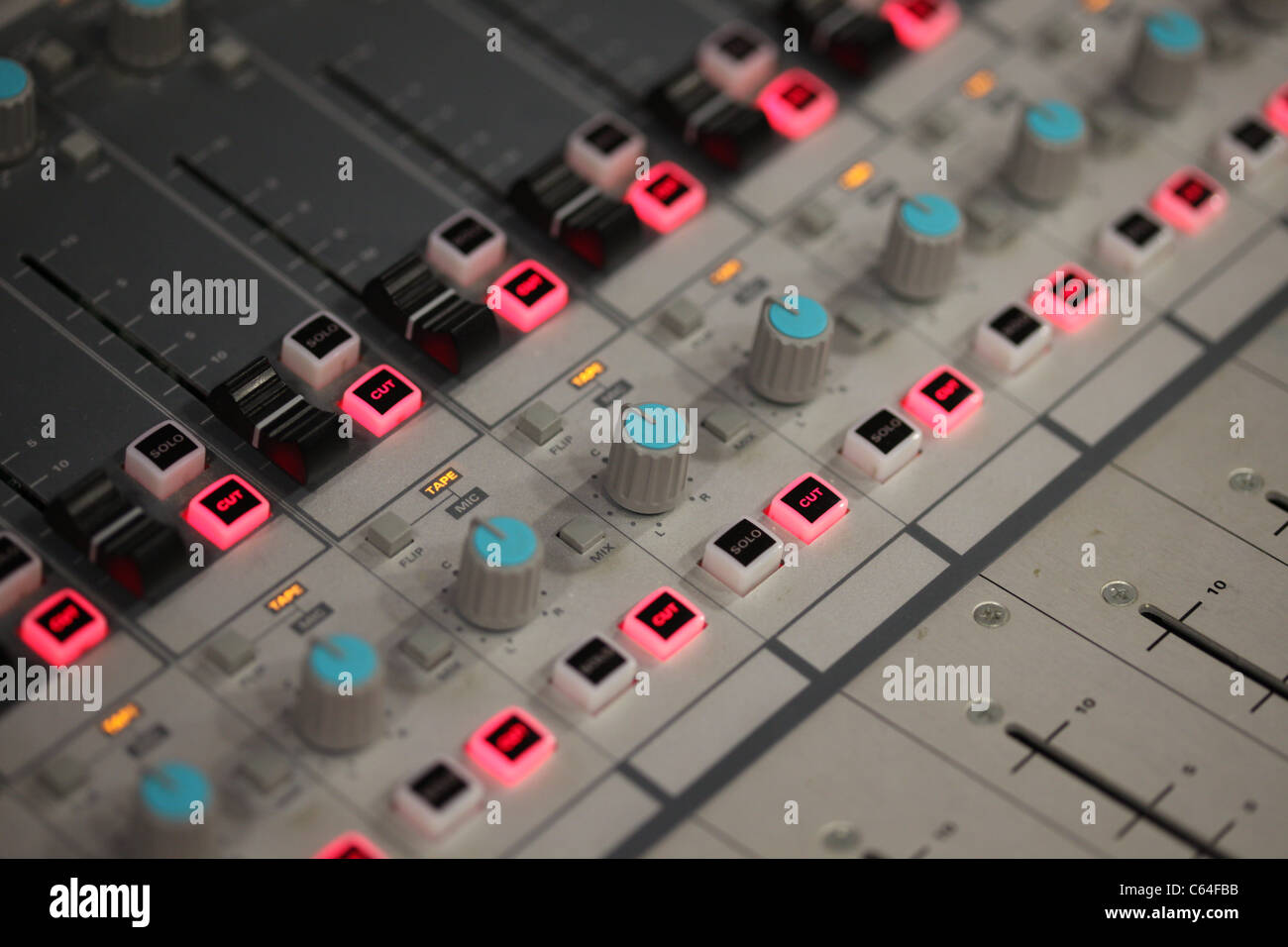 Recording studio mixing board console Stock Photo Alamy