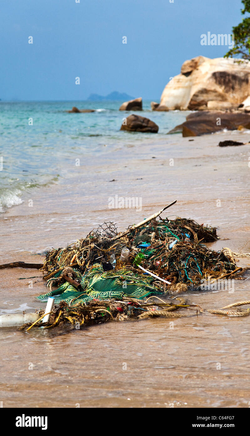 Dirty Beach on Ko Pha-Ngan, Thailand Stock Photo