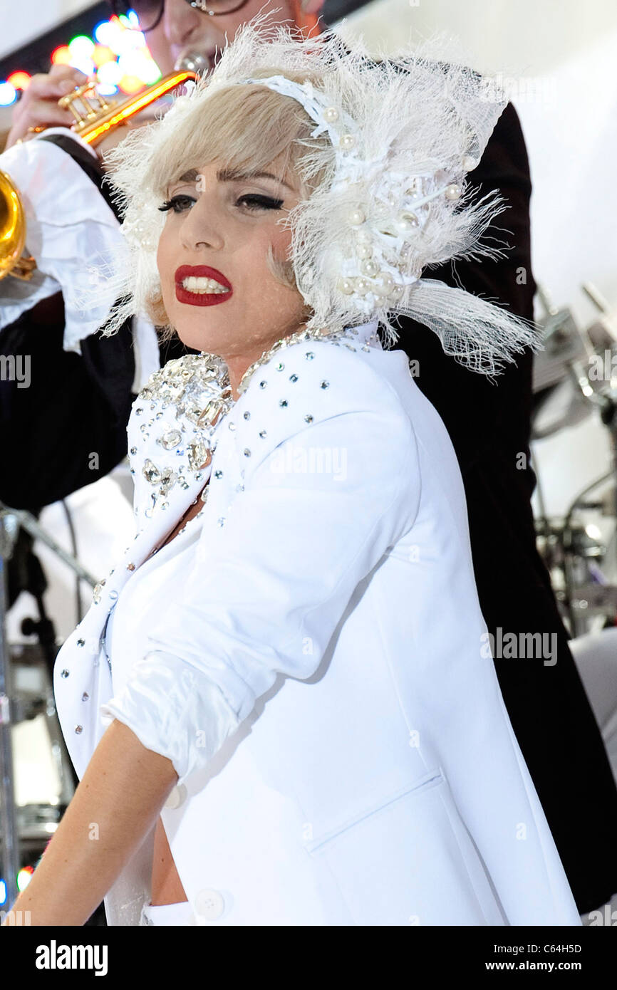 Lady Gaga on stage for NBC Today Show Concert with Lady Gaga, Rockefeller Plaza, New York, NY July 9, 2010. Photo By: Lee/Everett Collection Stock Photo
