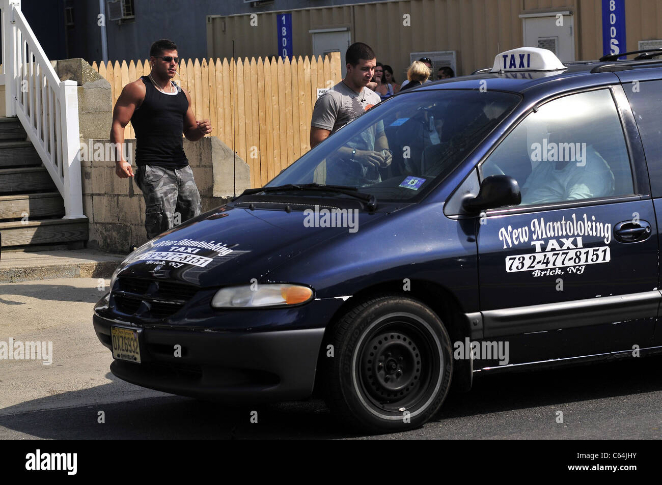 Ronnie Ortiz-Magro,Vinny Guadagnino getting in a taxi out and about for JERSEY SHORE Season Two Celebrity Candids - THU, , Seaside Heights, NJ September 2, 2010. Photo By: William D. Bird/Everett Collection Stock Photo