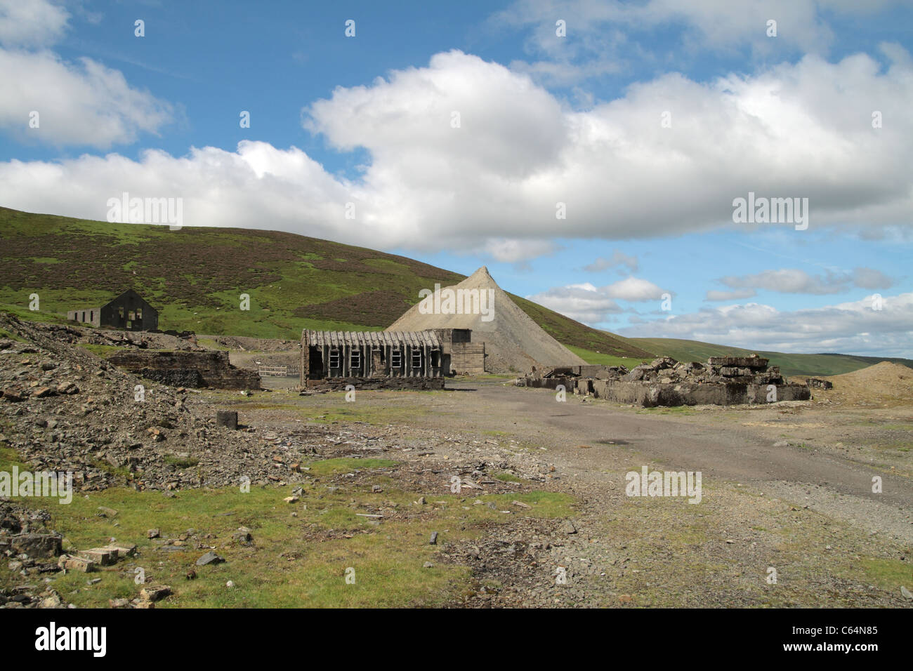 Slag Heap at Disused Glencrieff Mine, Wanlockhead, Dumfries and Galloway, Scotland, UK Stock Photo