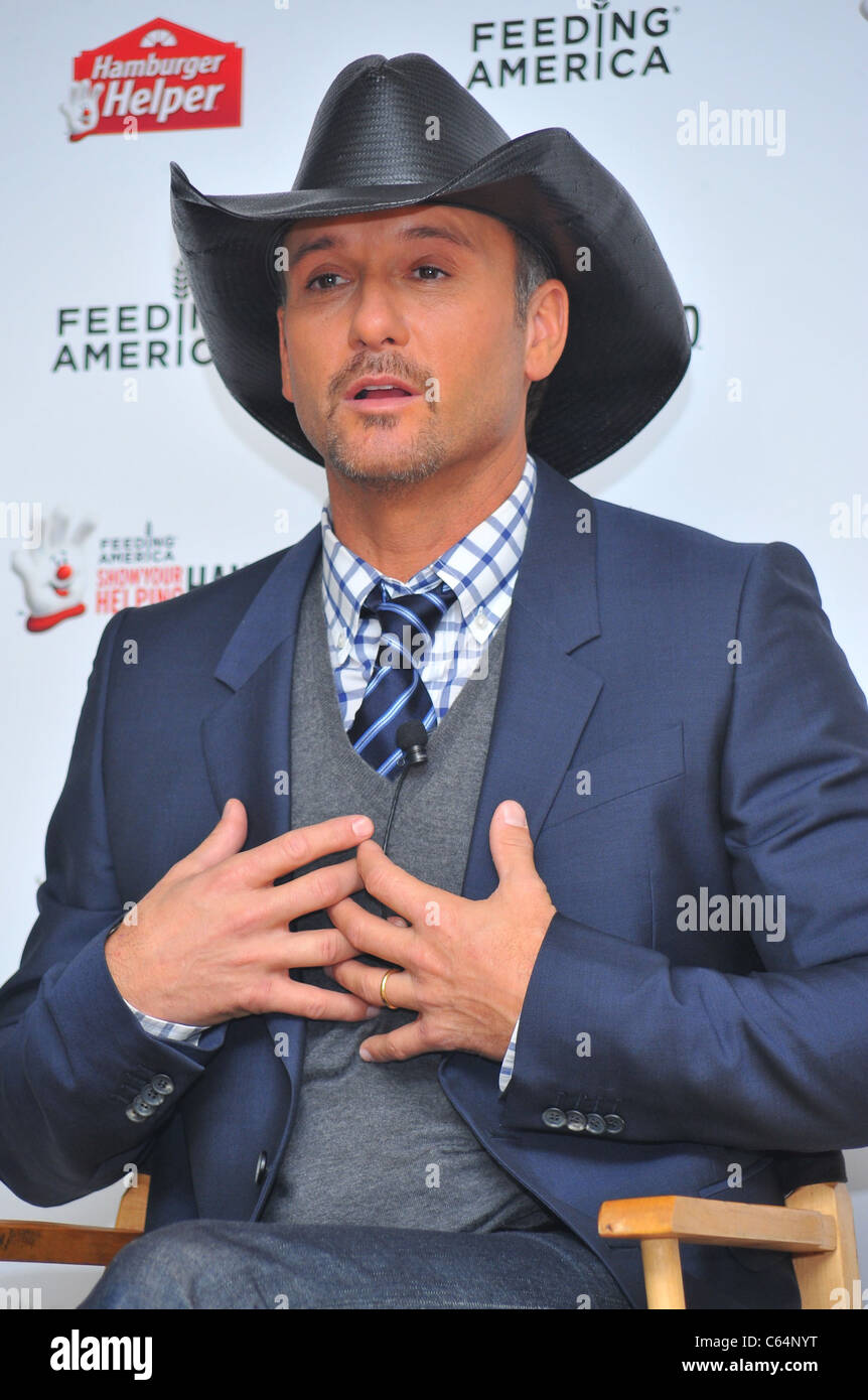 Tim McGraw at a public appearance for Tim McGraw Launches Show Your Helping Hand with Feeding