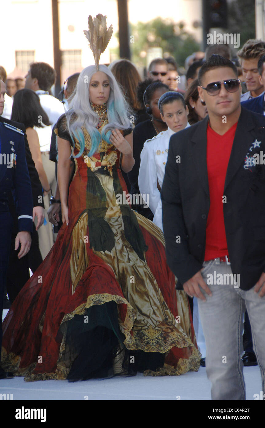 Lady Gaga wearing an Alexander McQueen gown at arrivals for 2010 MTV Video Music Awards VMA s